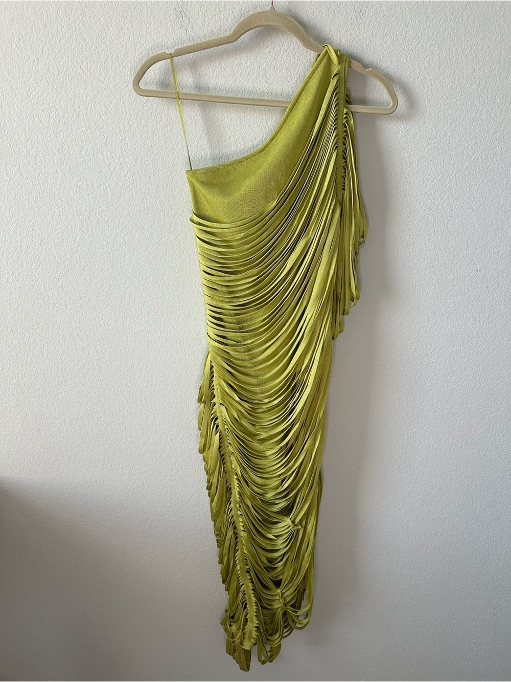 CULT GAIA Sona One-Shoulder Draped Fringe Dress SZ M NWT - Picture 7 of 8